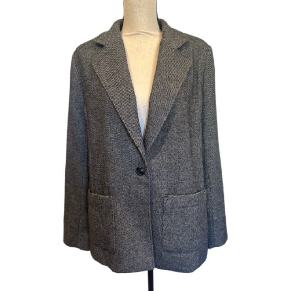 Sonoma Womens Wool Blazer Black and Gray Large